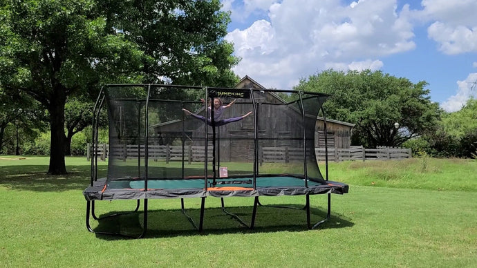 Jumpking Rectangular 10 ft x 16 ft Trampoline Pro Enclosure Set (Black/ Orange)