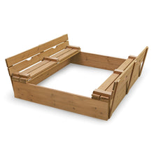 Load image into Gallery viewer, Badger Basket Covered Convertible Cedar Sandbox with Two Bench Seats, Natural 09988