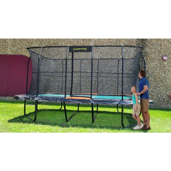 JumpKing 10 ft x 18 ft Rectangular Trampoline Pro Enclosure Set (Black / Orange)