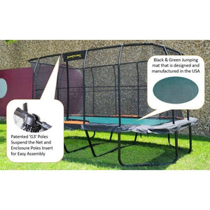 JumpKing 10 ft x 18 ft Rectangular Trampoline Pro Enclosure Set (Black / Orange)