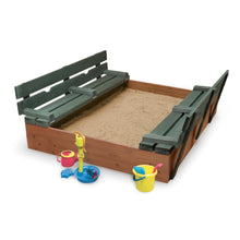 Load image into Gallery viewer, Badger Basket Covered Convertible Cedar Sandbox with Two Bench Seats, Natural/Green 99870