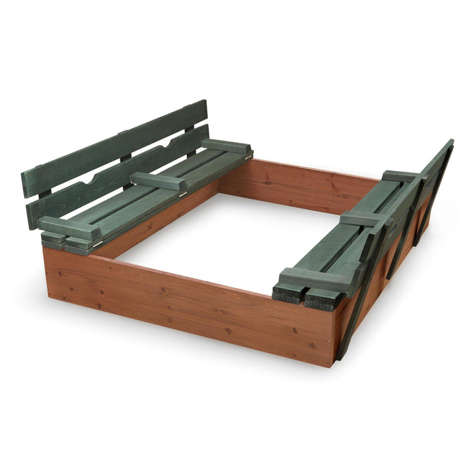 Badger Basket Covered Convertible Cedar Sandbox with Two Bench Seats, Natural/Green 99870