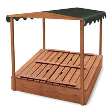 Load image into Gallery viewer, Badger Basket Covered Convertible Cedar Sandbox with Canopy and Two Bench Seats 99895