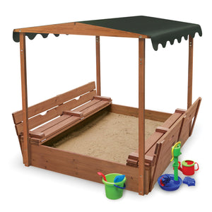 Badger Basket Covered Convertible Cedar Sandbox with Canopy and Two Bench Seats 99895