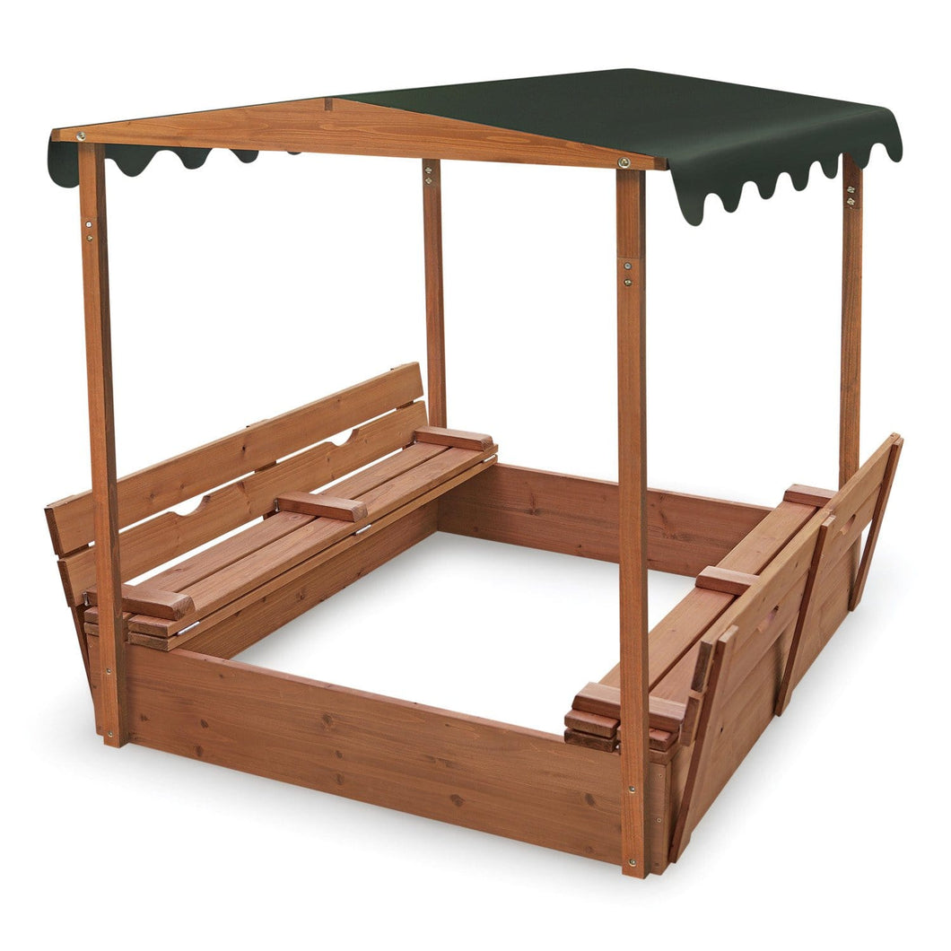 Badger Basket Covered Convertible Cedar Sandbox with Canopy and Two Bench Seats 99895